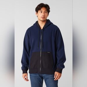 Roots Men's Navy Blue & Black Fleece Full-Zip Hoodie XXL